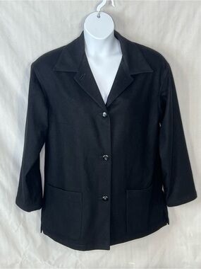 Lord & Taylor Vintage Car Coat Black Wool/Cashmere 3 Button Patch Pockets 10